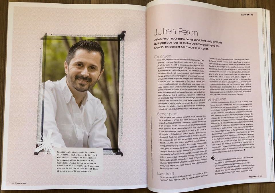 Julien PERON dans le magazine Happinez N°38